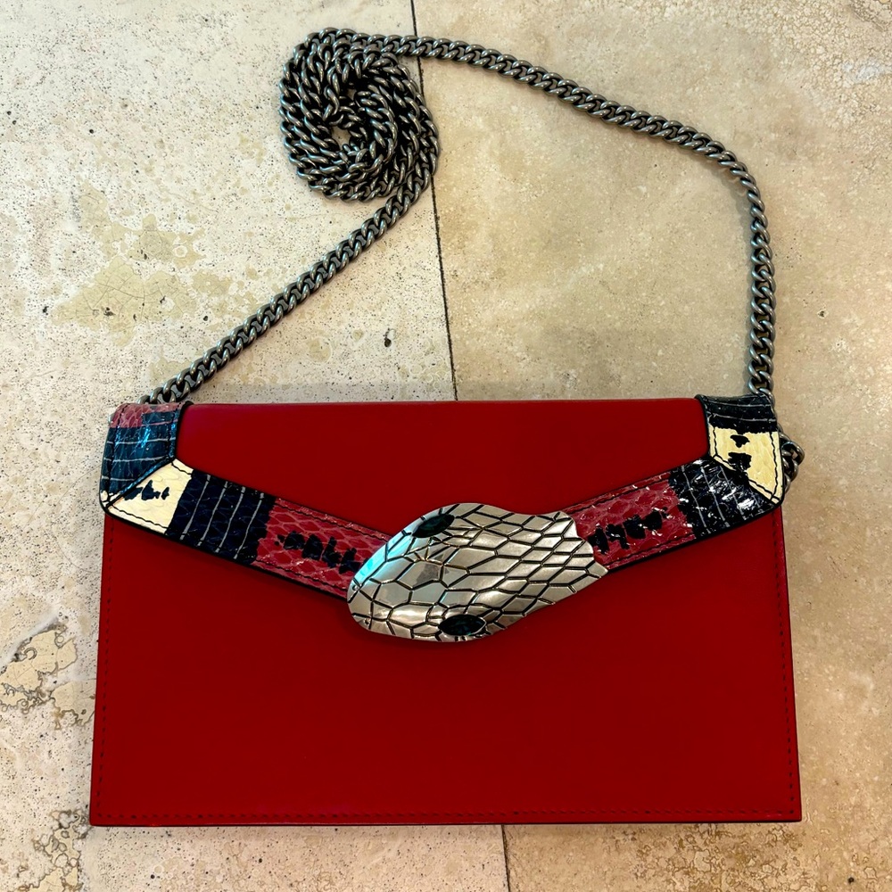 Gucci Lilith Serpent Red Leather Shoulder Bag